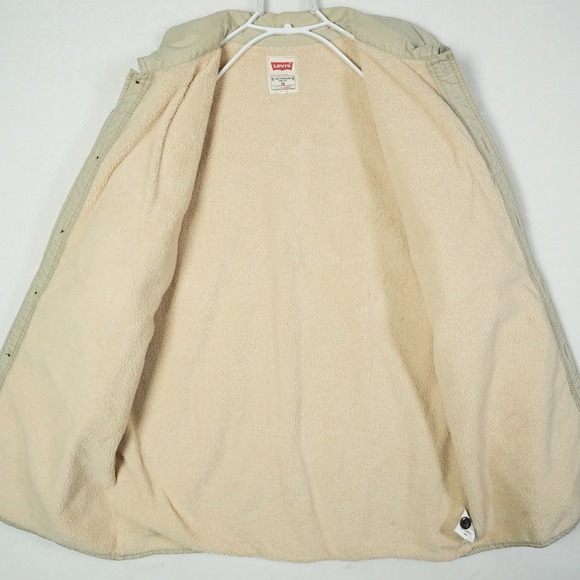 Levis‎ Men's Sherpa Lined Utility Jacket Beige Medium Regular Fit Button Front - Picture 5 of 9